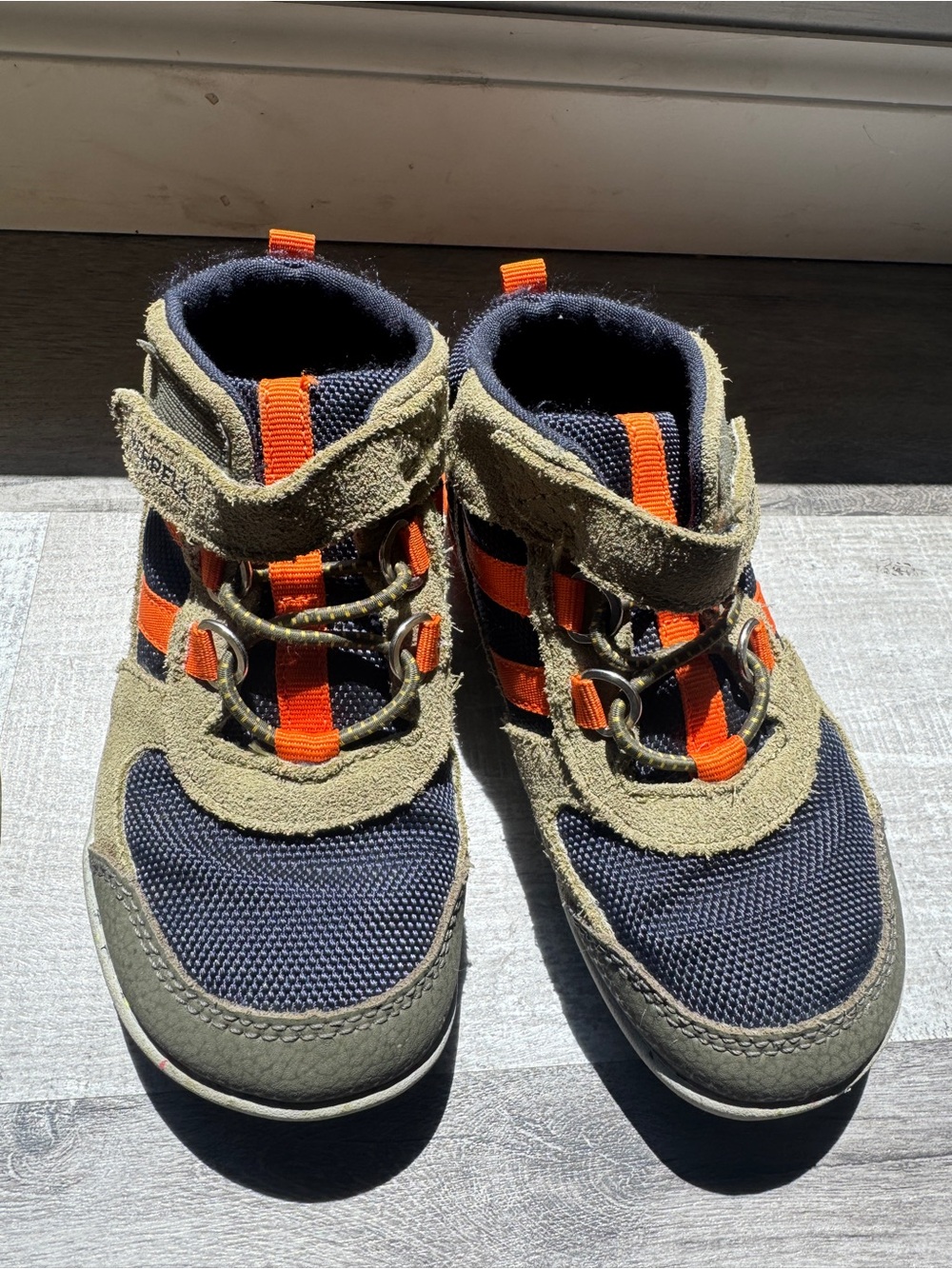 Merrell Kids Olive Green and Orange High-Top shoes